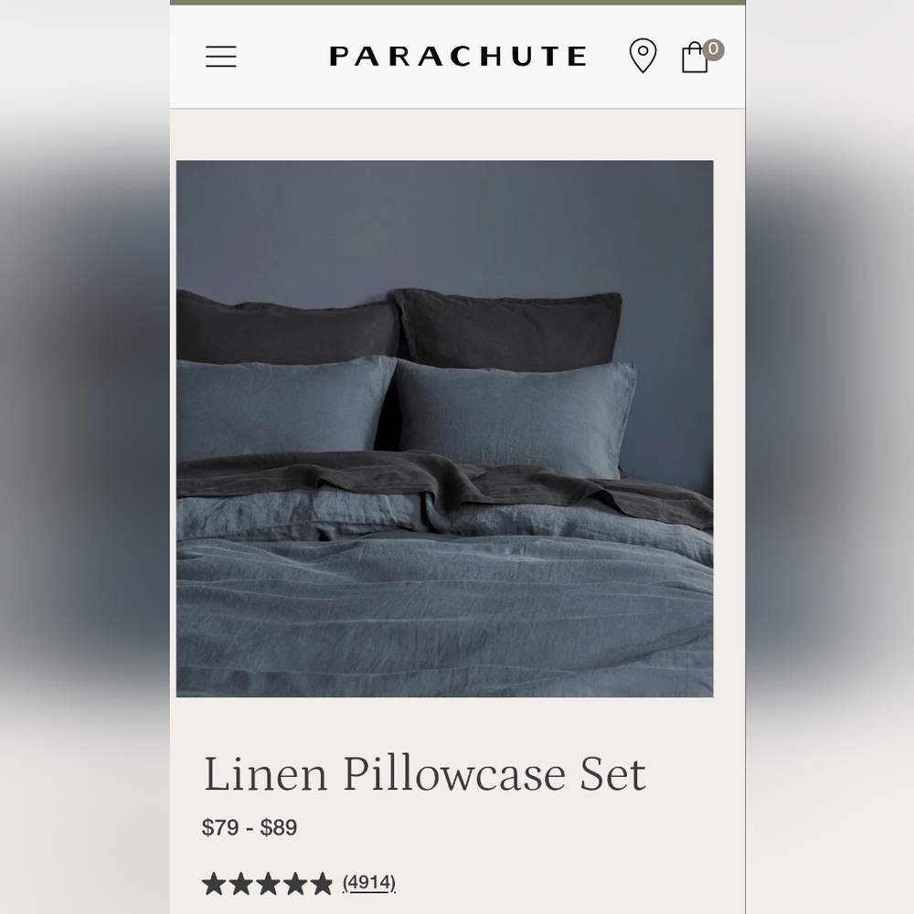 Parachute Linen King Pillow Cases NWT Dusk Blue